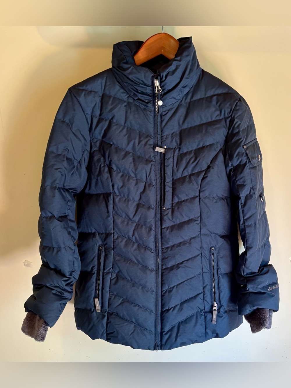 Eddie Bauer Sun Valley 650 Down Parka Navy Quilted Women's Sz M *MISSING HOOD*